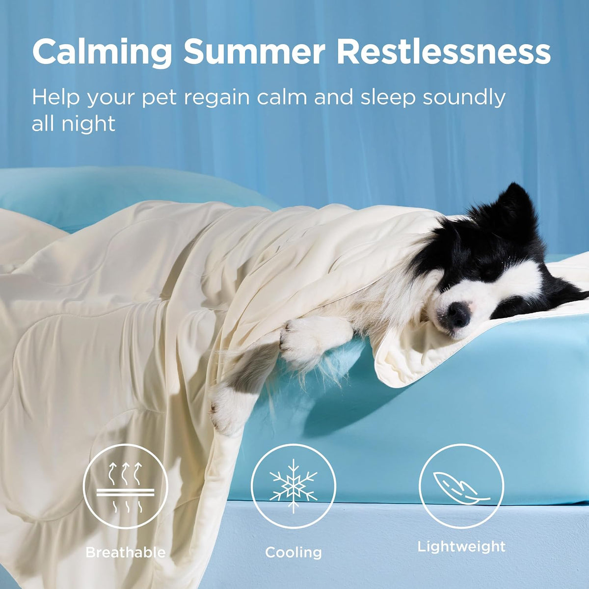 Cozy Paws | Couverture rafraîchissante pour grands chiens avec garnissage respirant Air-Core | Tapis pour chien léger et lavable pour le confort estival