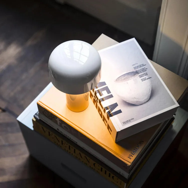 Cordless Mushroom Table Lamp with Touch Dimmer & USB-C Rechargeable Battery for Bedroom, Desk & Outdoor