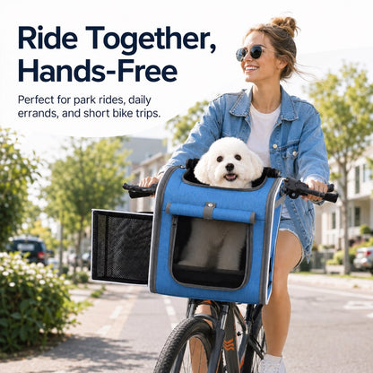 Ortekor 4-in-1 Expandable Bike Pet Carrier Backpack for Cats &Small Dogs - Hands-Free Rides, Car Travel & Vet Trips with Extra Breathing Room