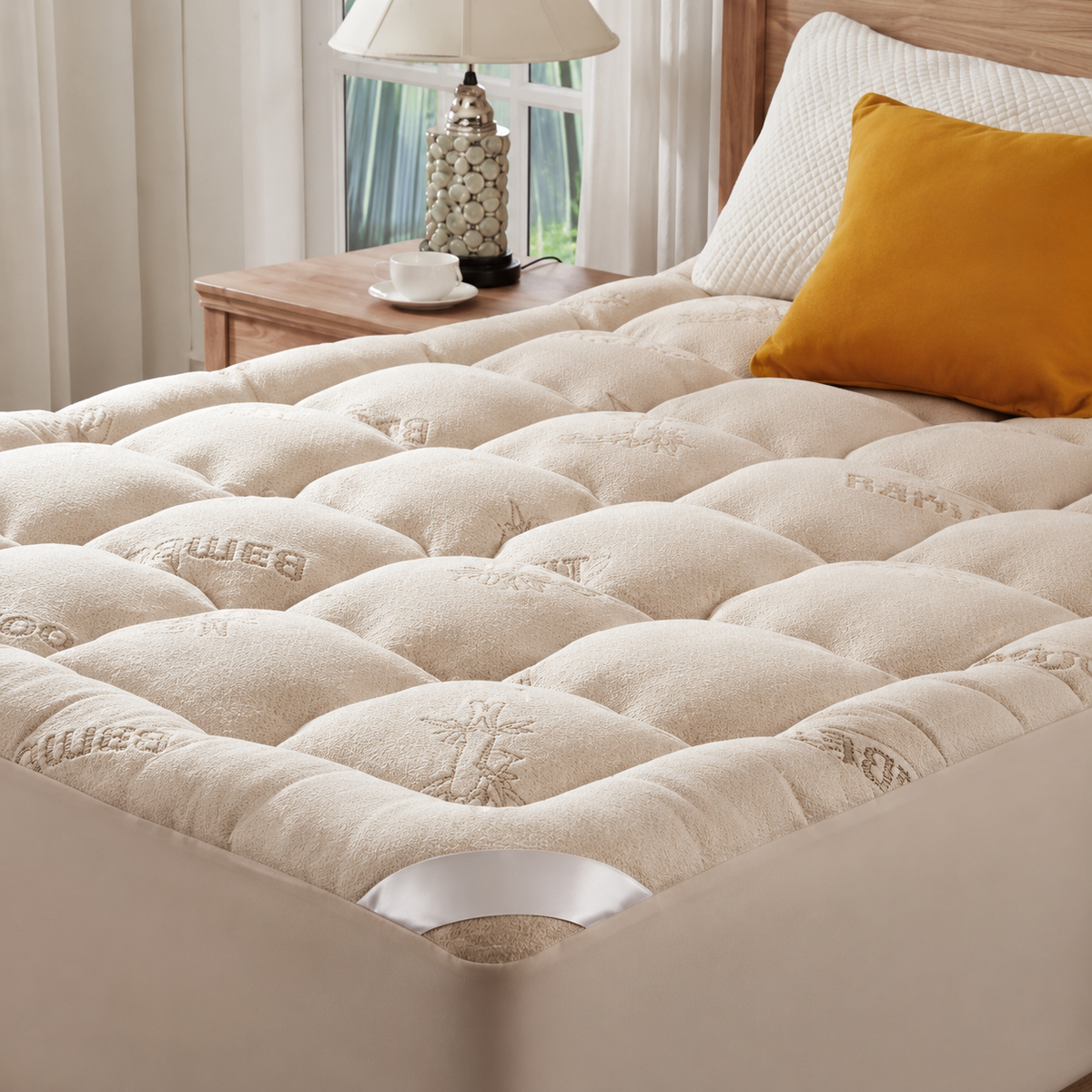 Surmatelas en bambou matelassé ultra doux, rafraîchissant, pour lit simple, queen ou king, surmatelas non toxique pour usage hôtelier