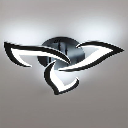Flush Mount LED Fixture Metal Acrylic Black Layered Floral Pattern for Bedroom Living Room Hallway Contemporary Home Decor Overhead Light