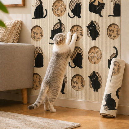 Ortekor Self-Adhesive Cat Scratch Mat for Wall & Furniture Protection – Cuttable Cat Scratching Pad for Sofa, Door, Bedside & Home Surfaces