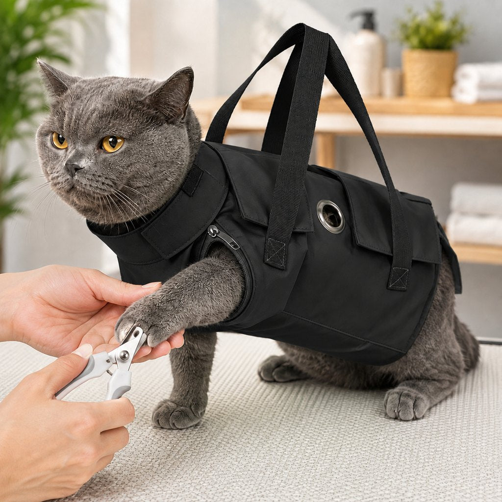Ortekor Multi-Use Cat Carrier & Grooming Bag - Easy Paw Access for Vet Visits & At-Home Care