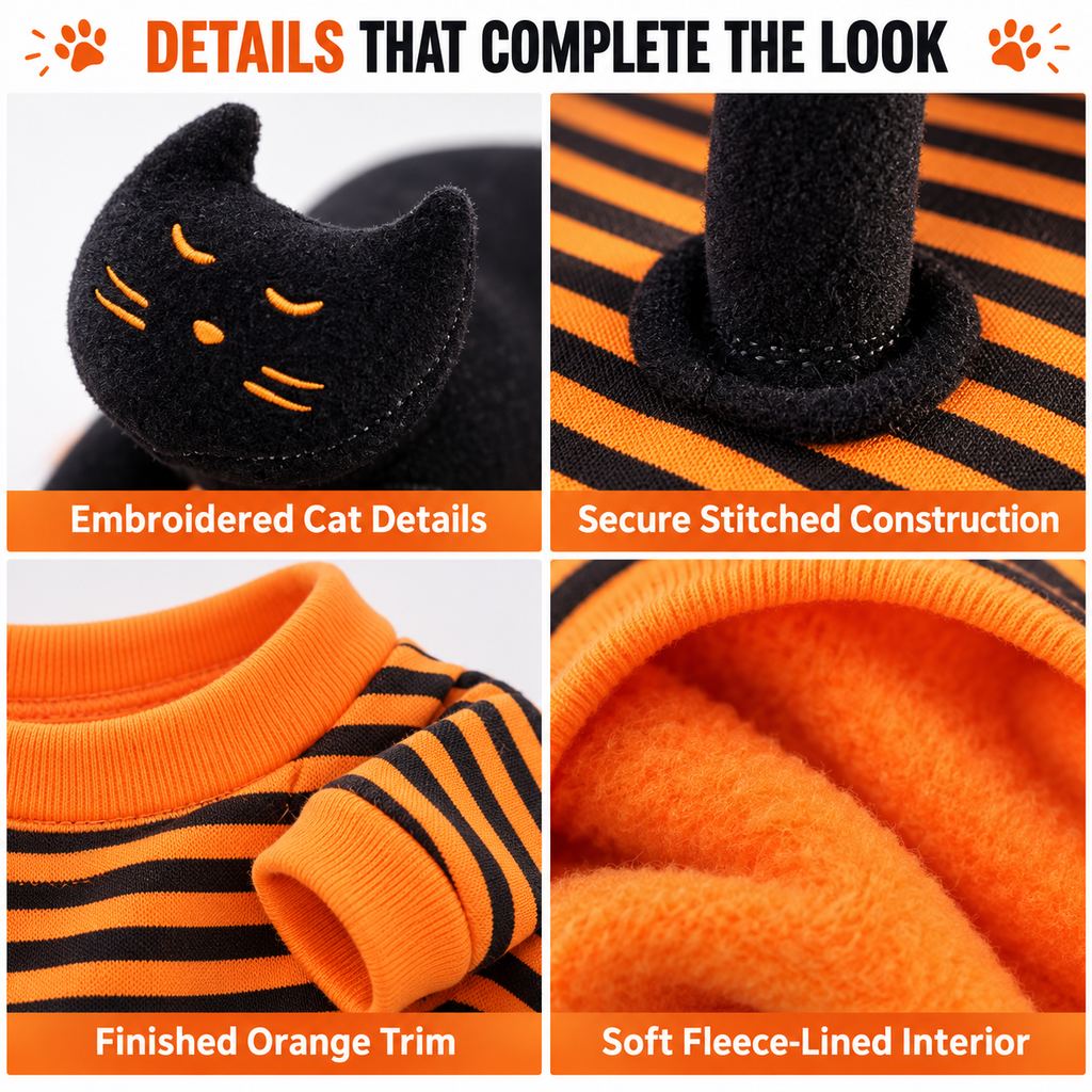 Ortekor Black Cat Rider Halloween Pet Costume - Funny 3D Dog & Cat Outfit for Trick-or-Treating, Parties & Photos with Easy-Movement Design