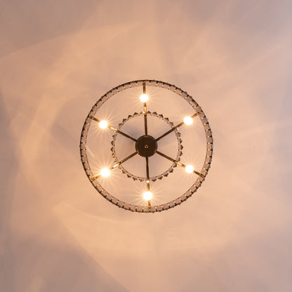 Smoky Gray K9 Crystal Chandelier Round Canopy Pendant for Dining Room Living Room Kitchen Modern Hanging Fixture E12 Bulb Adjustable Chain