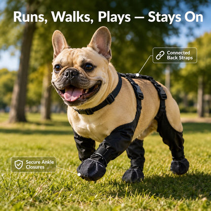 Ortekor Stay-On Waterproof Dog Walking Boots for Rain, Mud & Hot Pavement - Anti-Slip Paw Protection Suit