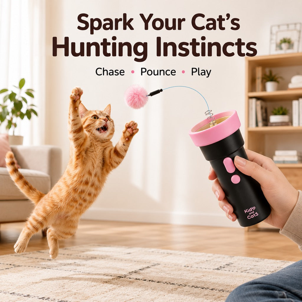 Ortekor One-Click Electric Cat Teaser Launcher for Indoor Cats - Chase & Pounce Play Without Constant Wand Waving