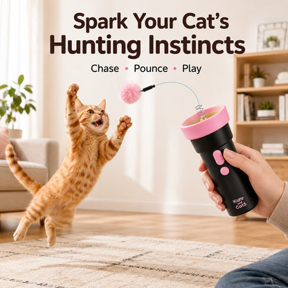 Ortekor One-Click Electric Cat Teaser Launcher for Indoor Cats - Chase & Pounce Play Without Constant Wand Waving