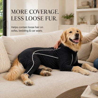 Ortekor Four-Leg Full-Body Dog Jumpsuit for Home & Outdoor Wear – Helps Contain Loose Fur & Everyday Dirt