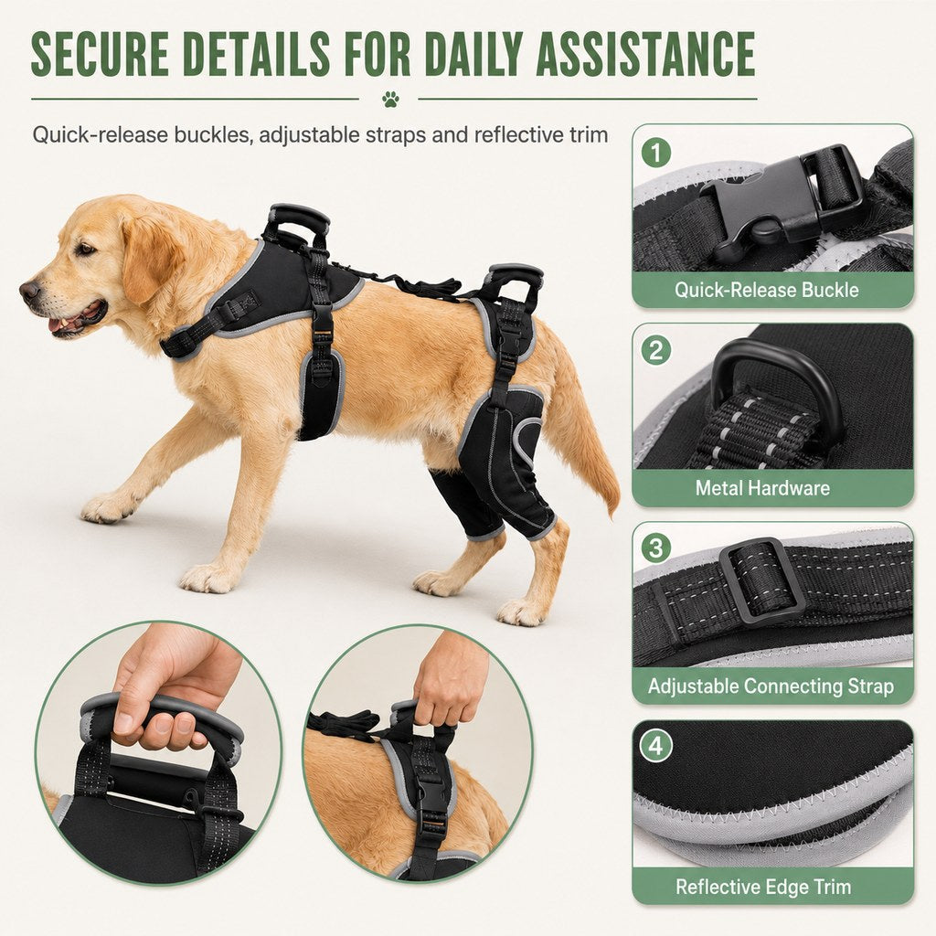 Ortekor Full-Body Dog Lift Harness with Dual Rear-Leg Support - Easier Standing, Stairs & Car Entry