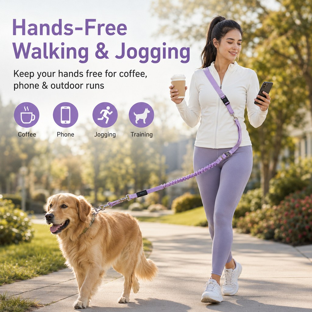 Ortekor Hands-Free Shock-Absorbing Dog Leash for Running, Walking & Car Travel - Bungee Leash Helps Reduce Pulling