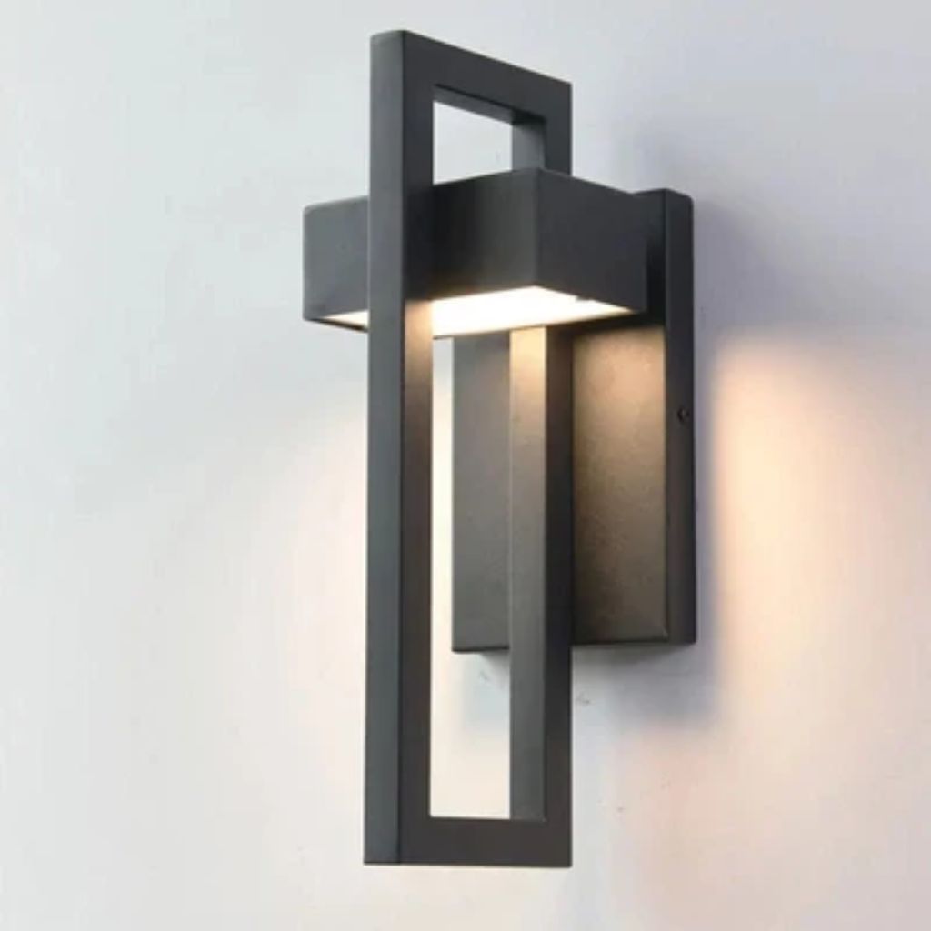 Outdoor Wall Sconce Dual-Beam Light Fixture Black Stainless Steel Weatherproof IP65 Up Down Accent Lighting for Patio Garden Entryway