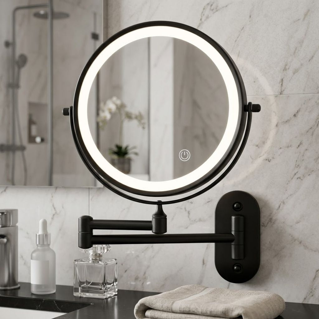 Cordless Lighted Vanity Mirror with Adjustable Magnification & 3-Tone LED Illumination for Beauty Routine & Grooming