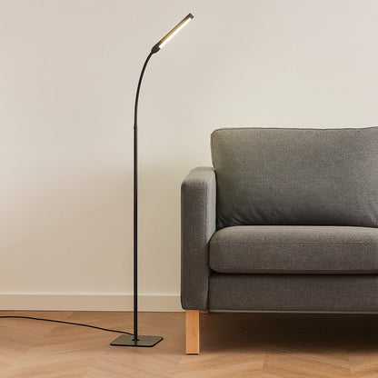 Adjustable LED Reading Floor Lamp with Remote Control Black Metal Modern Task Light with 3 Color Temps & 5 Brightness Levels for Living