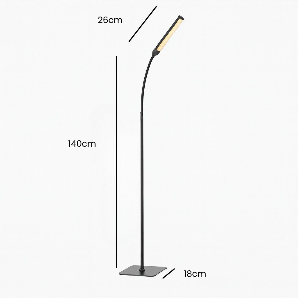 Adjustable LED Reading Floor Lamp with Remote Control Black Metal Modern Task Light with 3 Color Temps & 5 Brightness Levels for Living