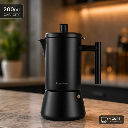 Cafetière italienne en acier inoxydable avec bec verseur anti-goutte – Cafetière expresso compatible induction pour plaques de cuisson gaz, électriques et vitrocéramiques, usage domestique