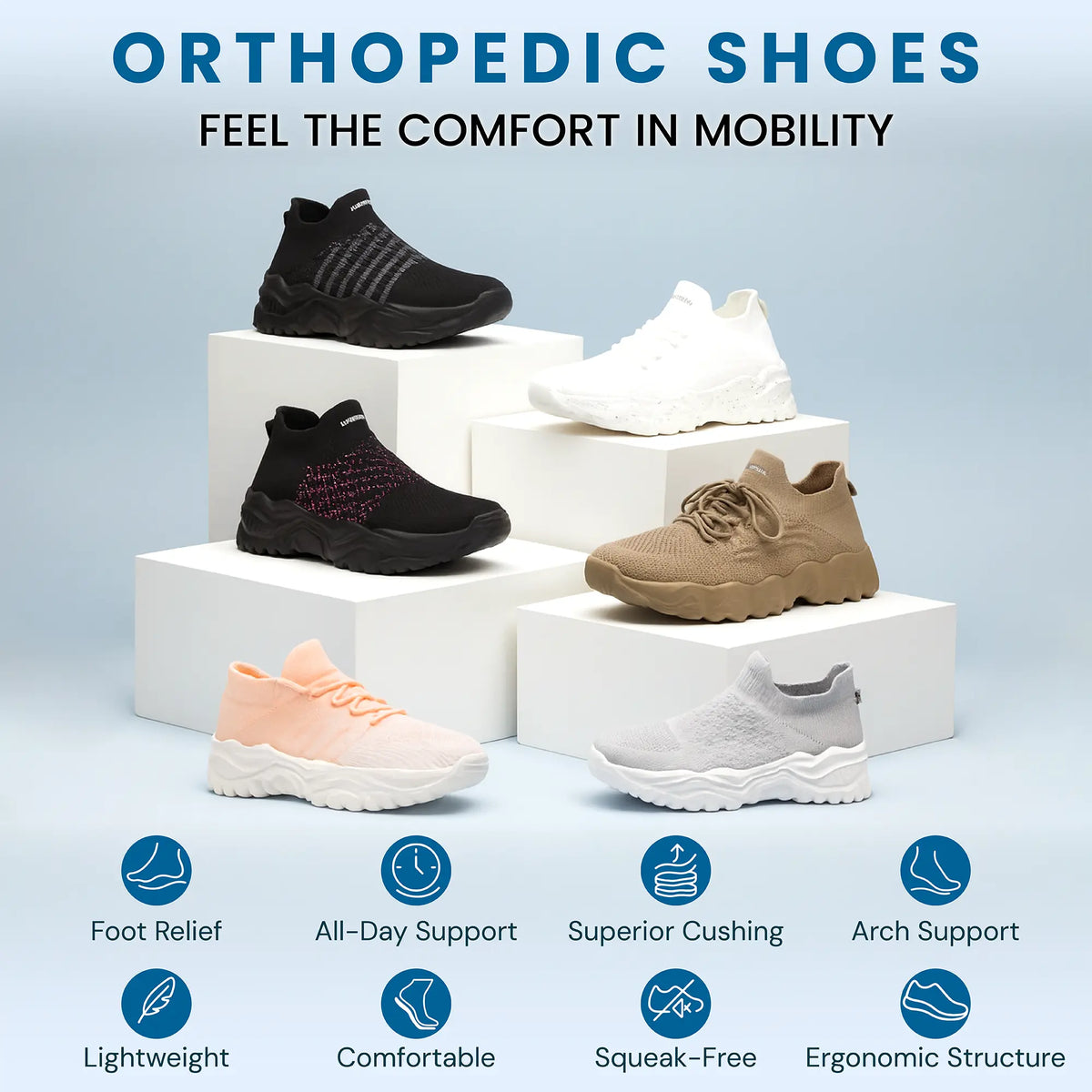 Cushioned Arch-Support Slip-On Sneakers for Women & Men – Lightweight Walking Shoes with Plush Foam Sole, Hands-Free Design for All-Day