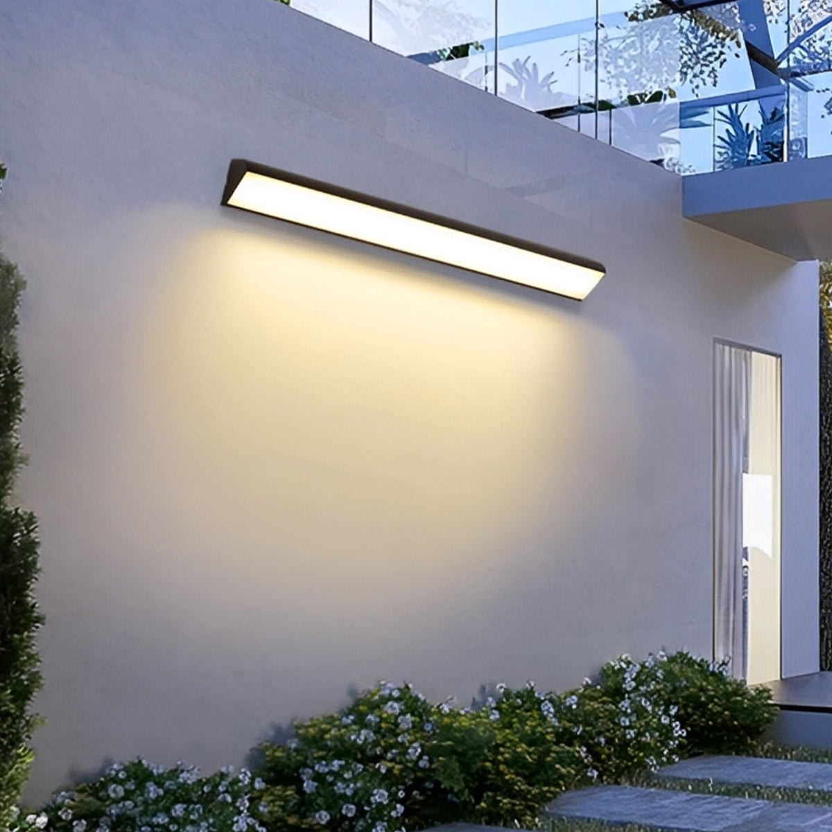 LED Strip Exterior Wall Sconce 18-80W Aluminum Weather-Resistant Linear Fixture for Walkways Entryways Backyards Decks Porches Patios Modern