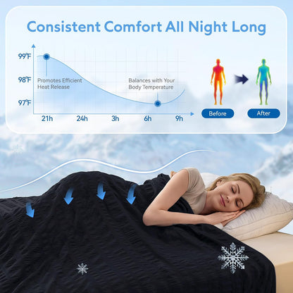 Confort douillet | Couverture rafraîchissante au design réversible | Légère et respirante pour les personnes ayant chaud en dormant