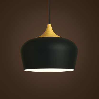Wood & Metal Dome Shade Hanging Light 14 in Pastel Finish for Kitchen Island Dining Room Nursery Workspace E27 Socket Adjustable Height Cord