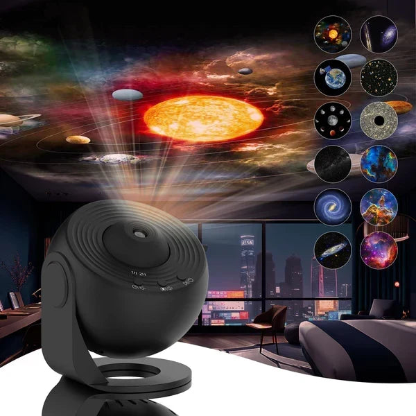 Space Projector Night Light with 13 Interchangeable Disks Galaxy Stars Planets for Bedroom Ceiling Walls Kids Room Decor USB Powered