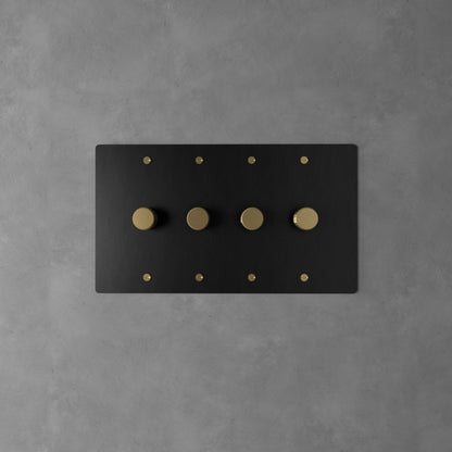 Rotary Light Dimmer Switch with Brass Knob for Stepless Brightness Adjustment in Living Room Bedroom Hallway Contemporary Wall-Mounted Panel