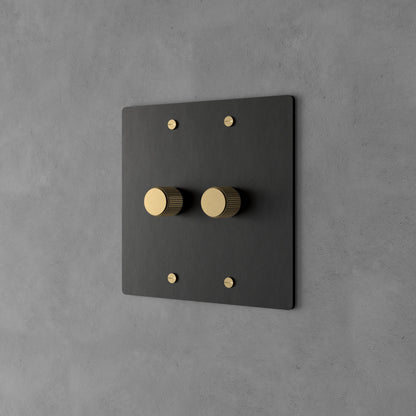 Rotary Light Dimmer Switch with Brass Knob for Stepless Brightness Adjustment in Living Room Bedroom Hallway Contemporary Wall-Mounted Panel
