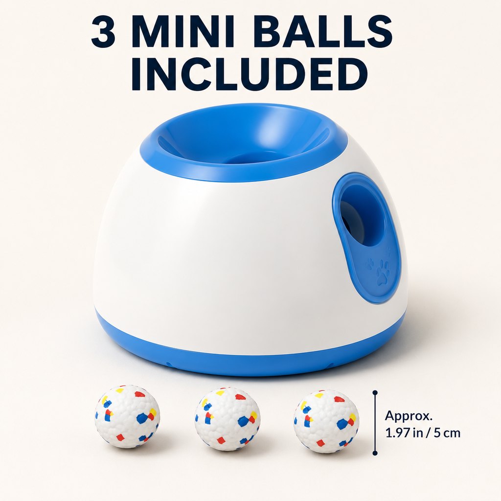 Ortekor Mini Automatic Dog Ball Launcher for Small Dogs - Less Manual Throwing for Indoor & Backyard Fetch