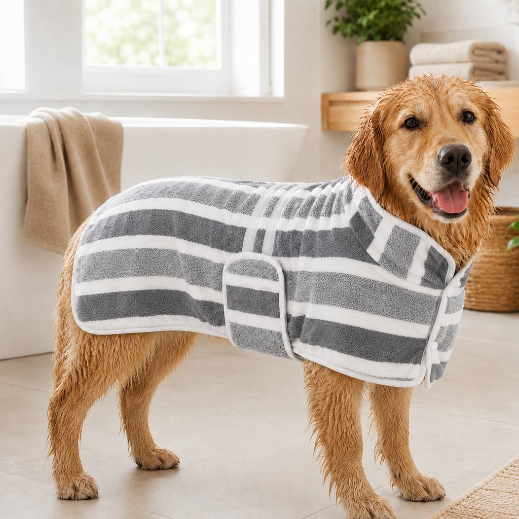 Ortekor Wearable Microfiber Dog Drying Towel – Hands-Free Post-Bath & Rainy-Day Wrap for Wet Fur & Drips