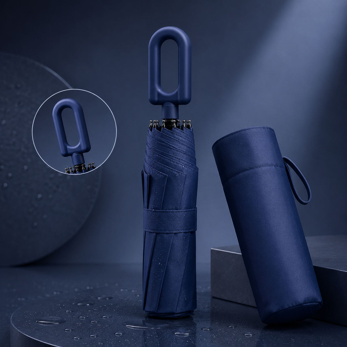 Automatic Travel Umbrella with Reinforced 8-Rib Frame & UV Sun Protection for Wind & Rain