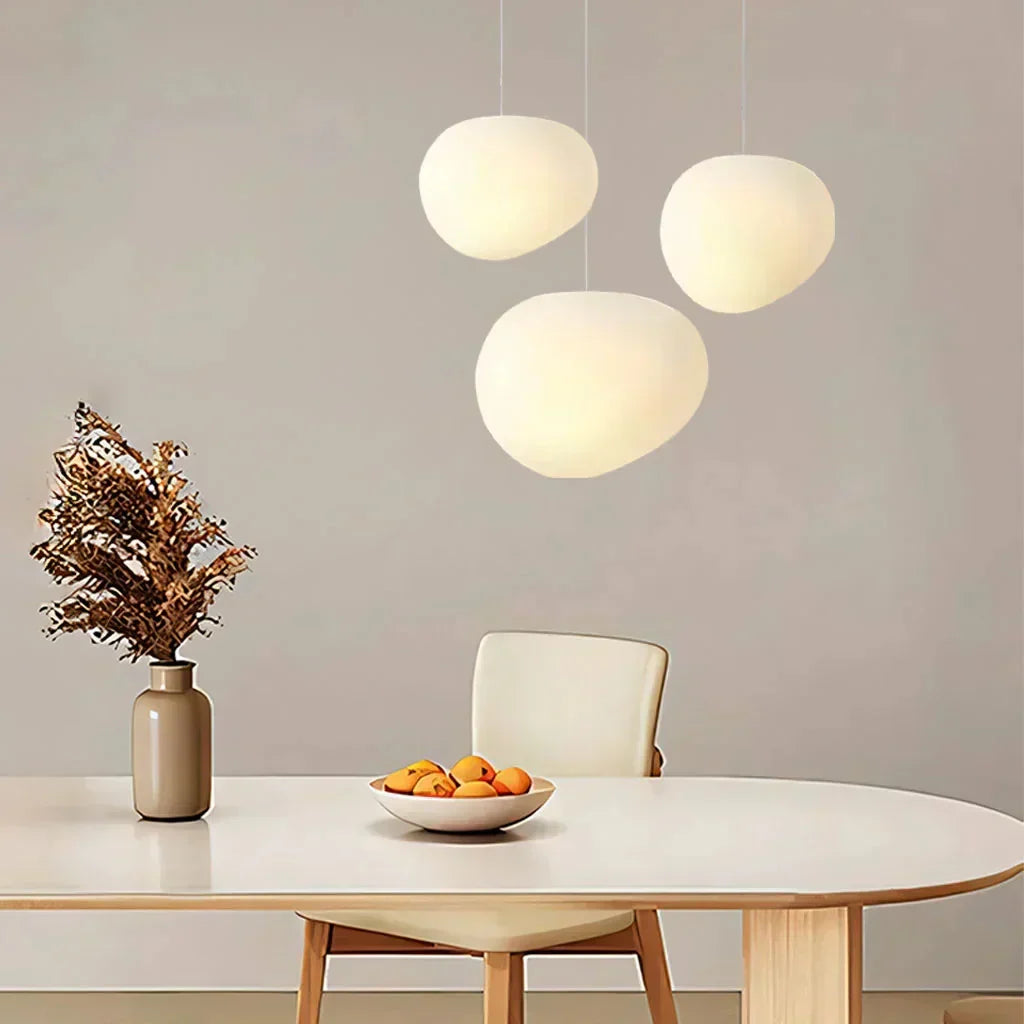Organic Frosted Glass Flush Mount Ceiling Light White 18.5 in for Bedroom Living Room Dining Room Hallway Scandinavian Modern Ambient Lighti