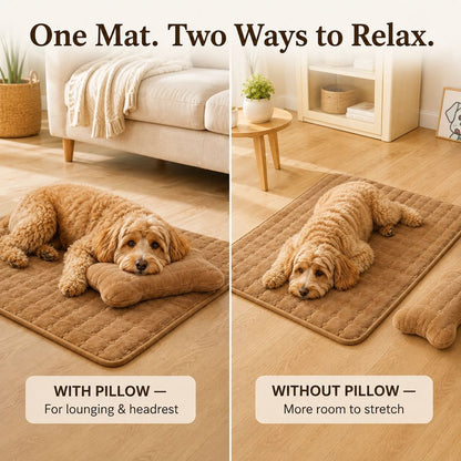 Ortekor Plush Pet Bed Mat with Detachable Bone Pillow – Cozy Indoor Resting Bed for Dogs & Cats with Non-Slip Bottom