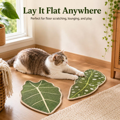 Ortekor Botanical Stick-On Sisal Cat Scratcher Mat for Walls, Doors & Floors - Redirect Scratching Away From Furniture