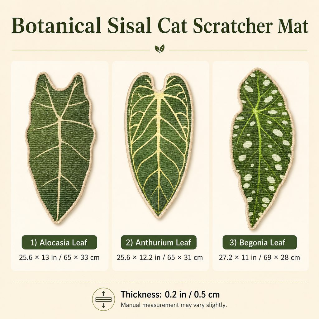 Ortekor Botanical Stick-On Sisal Cat Scratcher Mat for Walls, Doors & Floors - Redirect Scratching Away From Furniture