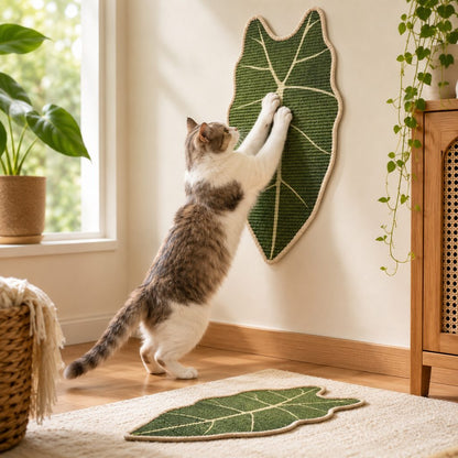 Ortekor Botanical Stick-On Sisal Cat Scratcher Mat for Walls, Doors & Floors - Redirect Scratching Away From Furniture
