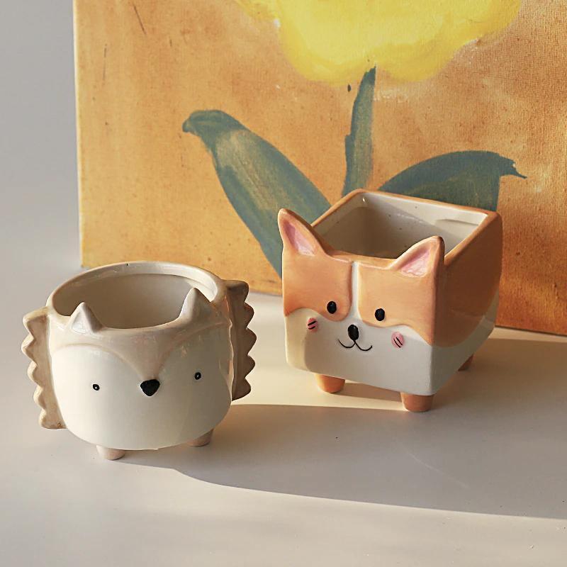 Square Animal Ceramic Succulent Planters