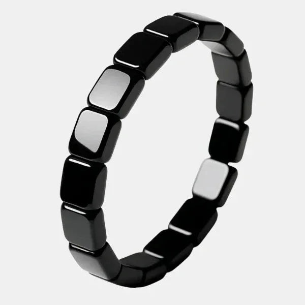 Men's Hematite Stone Bead Bracelet for Grounding & Balance | Polished Natural Gemstone Wrist Jewelry | Elastic Fit Wellness Accessory