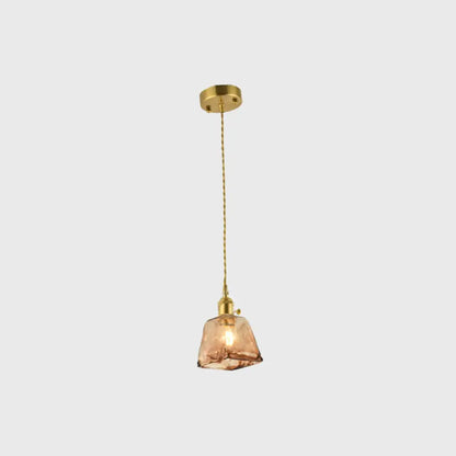Tan Glass Shade Hanging Light Fixture Single-Bulb Ceiling Drop Lamp with Adjustable Chain for Dining Room Kitchen Island Bedroom