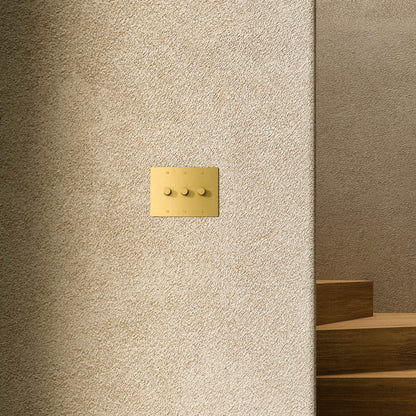 Rotary Light Dimmer Switch with Brass Knob for Stepless Brightness Adjustment in Living Room Bedroom Hallway Contemporary Wall-Mounted Panel