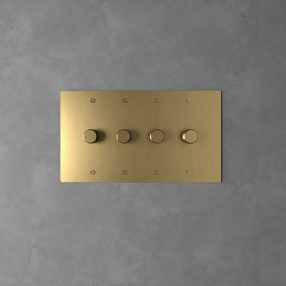 Rotary Light Dimmer Switch with Brass Knob for Stepless Brightness Adjustment in Living Room Bedroom Hallway Contemporary Wall-Mounted Panel