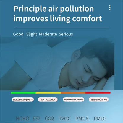 Moniteur de qualité de l'air intérieur 6-en-1 avec suivi en temps réel du CO2, des PM2,5, des COVT, de la température et de l'humidité pour la maison, le bureau et la chambre