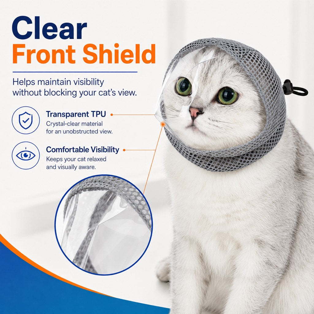 Ortekor Breathable Cat Grooming Muzzle for Bathing & Nail Trimming - Helps Reduce Bites During Cat Care
