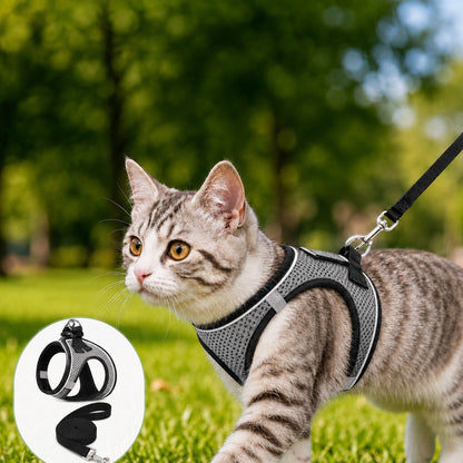 Ortekor Breathable Cat Harness & Leash Set for Outdoor Walks - Adjustable Escape-Resistant Step-In Vest