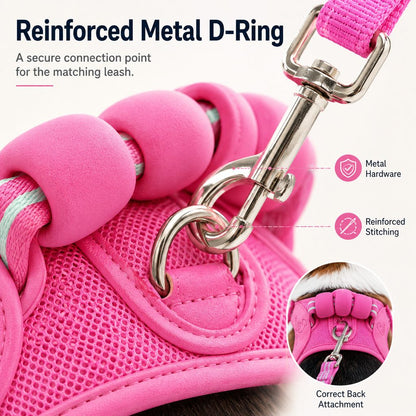 Ortekor Breathable Padded Dog Harness & Leash Set for Daily Walks - Easy-Control Vest for Small & Medium Dogs