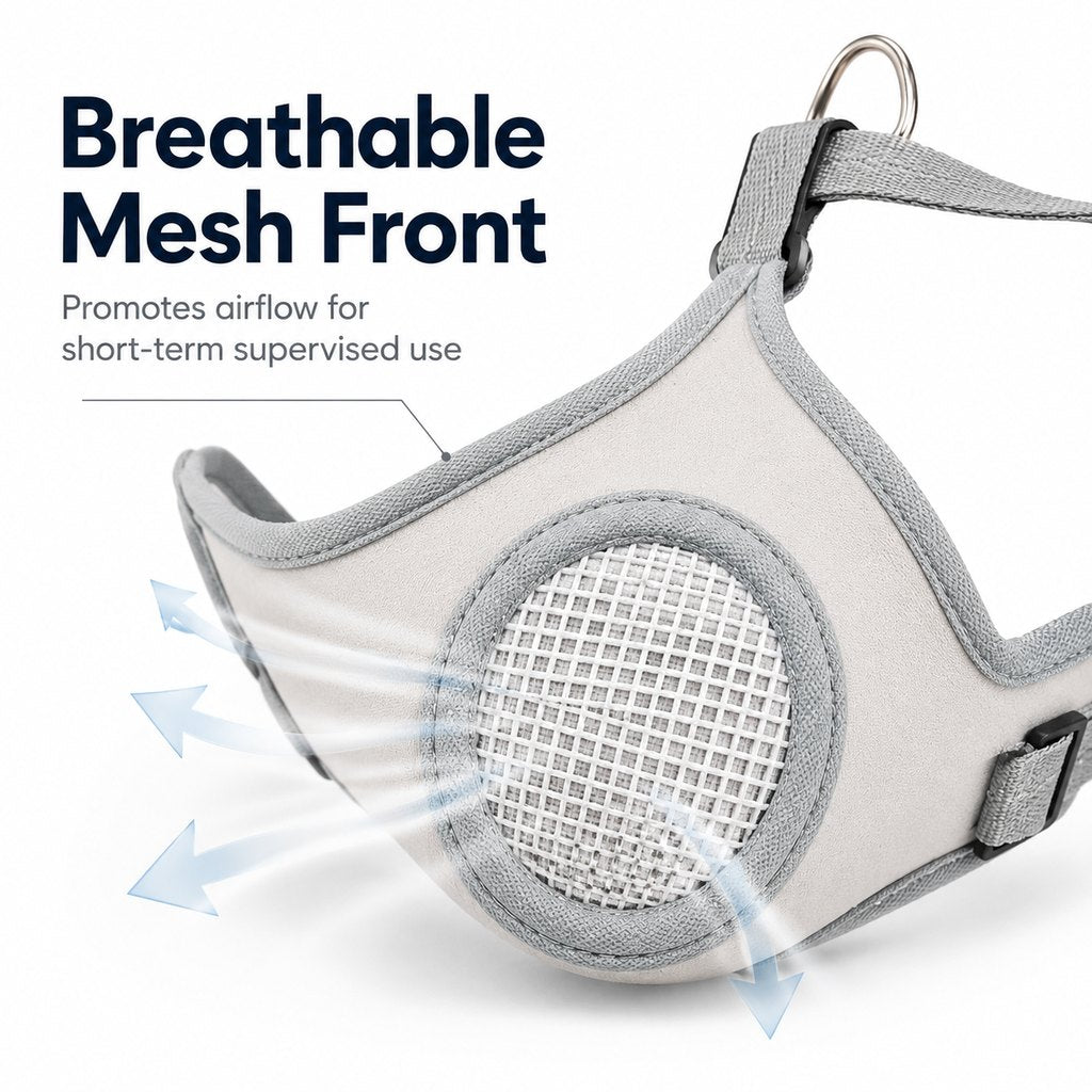 Ortekor Breathable Dog Muzzle for Walks, Grooming & Vet Visits - Soft Adjustable Mesh Muzzle to Help Reduce Biting, Chewing & Barking