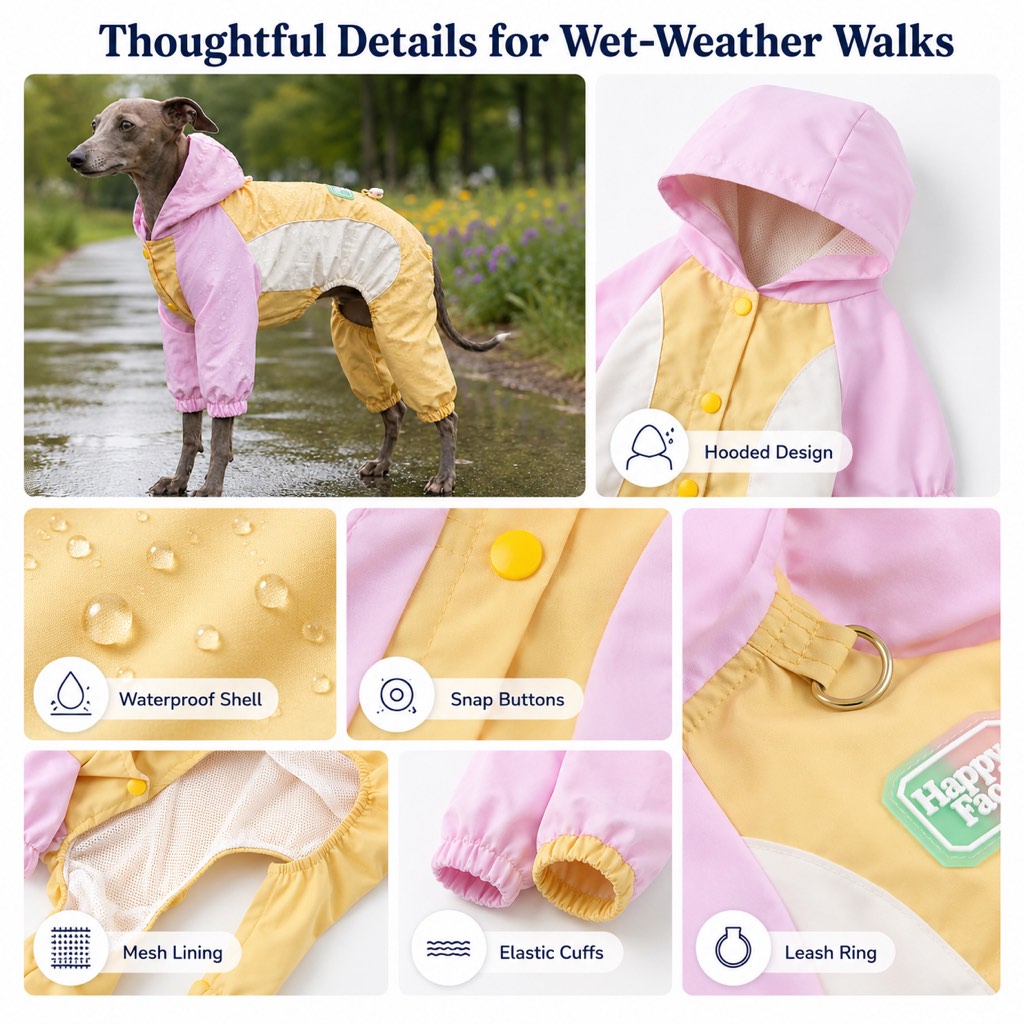 Ortekor Waterproof Dog Rain Suit for Rainy Walks - Full-Body Mud & Splash Protection