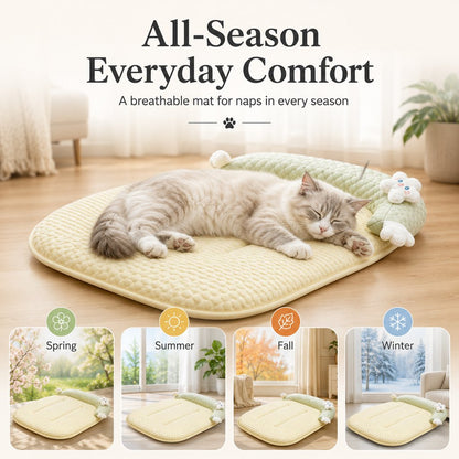 Ortekor Breathable Pet Sofa Mat for Sunny Window Naps & Hard Floors - Soft Bolster Lounger for Cats & Dogs