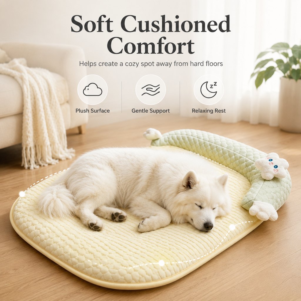 Ortekor Breathable Pet Sofa Mat for Sunny Window Naps & Hard Floors - Soft Bolster Lounger for Cats & Dogs