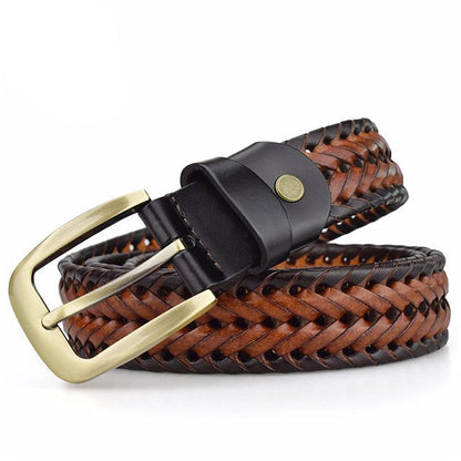 Woven Genuine Cowhide Strap with Durable Water-Resistant Finish for Men & Women | Classic Braided Design for Jeans & Casual Wear