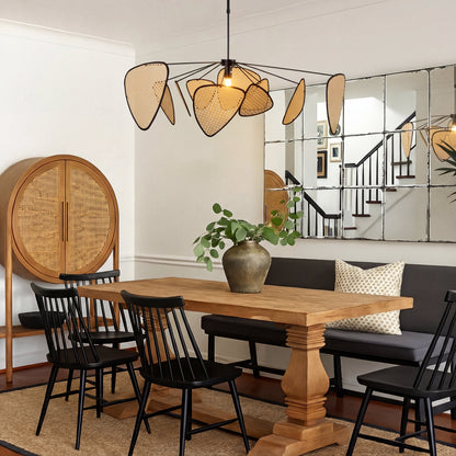 Woven Rattan Hanging Pendant Light Natural Organic Design Warm LED Lighting for Dining Room Bedroom Boho Modern Farmhouse